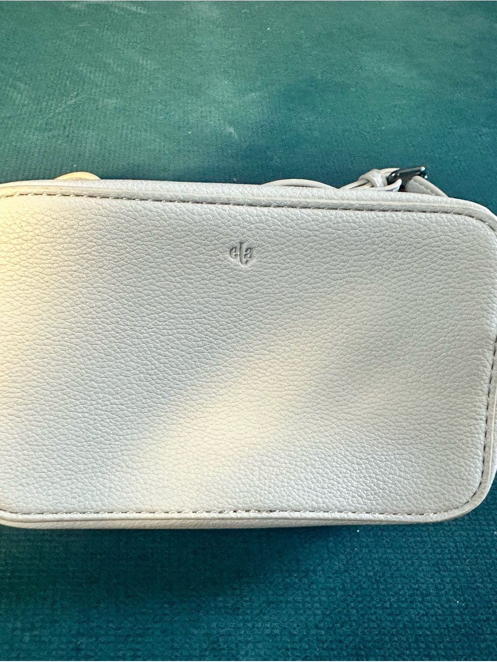 Minimalist White Pebbled Leather Crossbody Bag